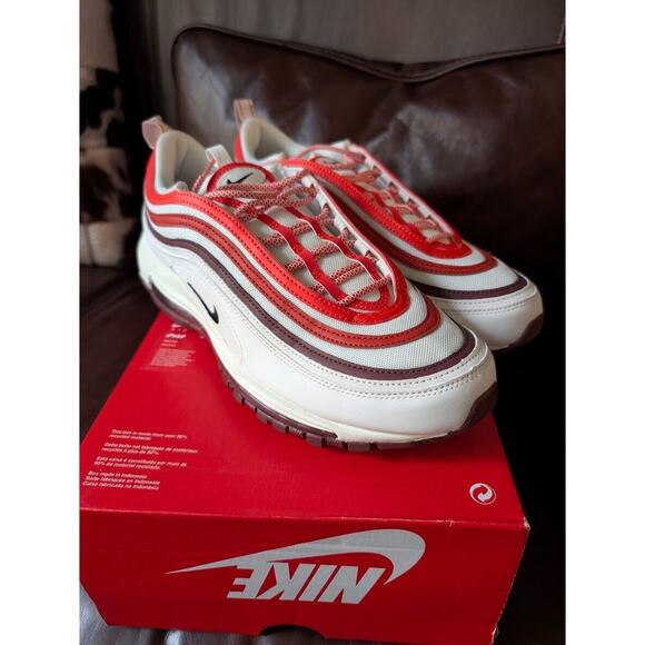Nike Air Max 97 Retro Summit White Dark Team Dragon Red Black 1 90 95 FN6957 101 - Picture 1 of 5